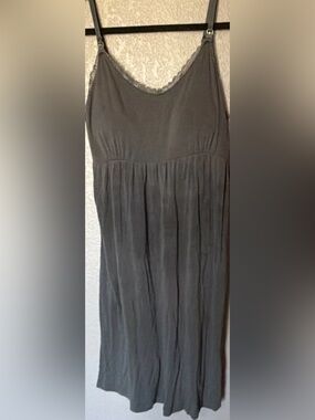 Motherhood Black Lace-Trim Maxi Slip